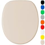 WC Sitz mit Absenkautomatik, viele einfarbige WC Sitze zur Auswahl, hochwertige und stabile Qualität aus Holz (Beige)