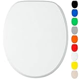 WC Sitz mit Absenkautomatik, viele einfarbige WC Sitze zur Auswahl, hochwertige und stabile Qualität aus Holz (Weiß)